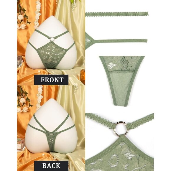 🆕Women's Green Glitter Underwear Breathable Strappy Lace Sexy Panties Polyamide - Picture 5 of 6